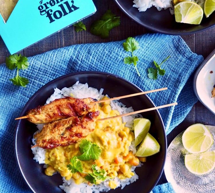 Thaigryte med grillspyd